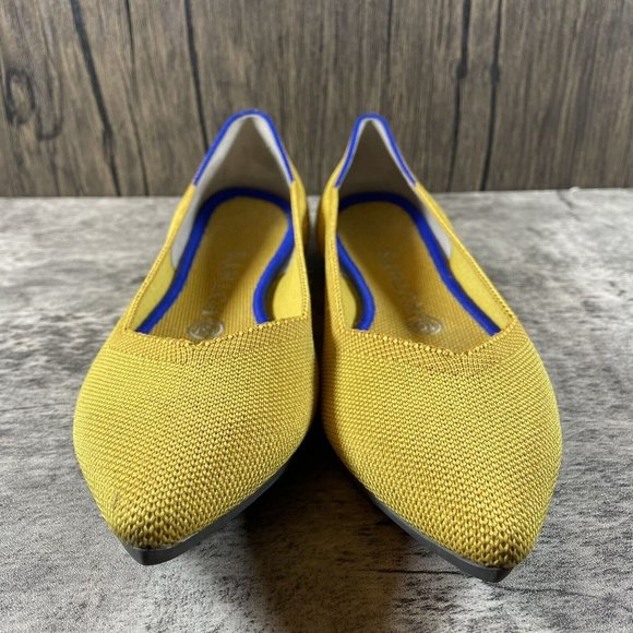 Rothy’s The Point Authentic Ballet Flats Marigold Yellow Knit Flats Size 8.5 - Picture 5 of 9